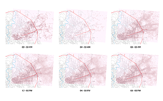 Number of cellular phone users in north-eastern Rome at different hours of a day